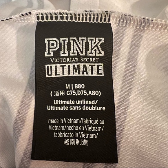 Victoria’s Secret PINK Ultimate Logo Strap Striped Sports Crop Bra - Picture 7 of 9